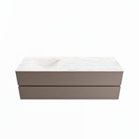 MONDIAZ VICA-DLUX 150cm badmeubel onderkast Smoke 2 lades. Inbouw wastafel CLOUD links zonder kraangat, kleur Ostra.