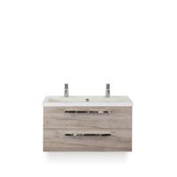 Seville Badmeubelset 100 cm - Craft Oak - Wastafel Djazz 2 kraangaten