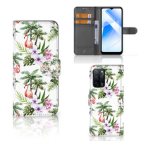 OPPO A16/A16s/A54s Telefoonhoesje met Pasjes Flamingo Palms - thumbnail