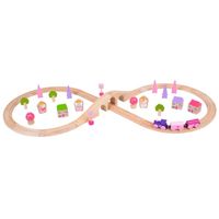 Houten treinset - Roze, 40-delig