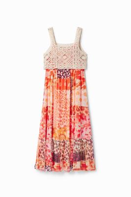 Lange 2-in-1 jurk met patch - ORANGE - M