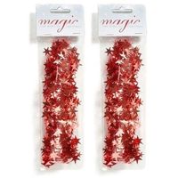 2x Rode spiraal slingers met sterren 750cm kerstboom versieringe - thumbnail