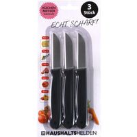 Haushaltshelden keukenmesjes/schilmesjes - 3x - RVS - zwart - 16 cm - thumbnail