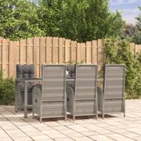 7-delige Tuinset met kussens poly rattan grijs