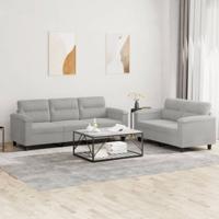 2-delige Loungeset met kussens microvezelstof lichtgrijs