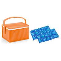 Kleine koeltas voor lunch oranje met 2 stuks flexibele koelelementen 3.5 liter - thumbnail