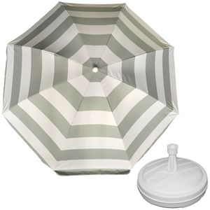 Parasol - zilver - D180 cm - incl. draagtas - parasolvoet - 42 cm