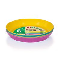 Juypal Borden - 6x - gekleurd - kunststof - D18,5 x H2,5 cm - herbruikbaar - BPA-vrij   -