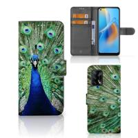 OPPO A74 4G | Telefoonhoesje | Met pasjeshouder | Pauw