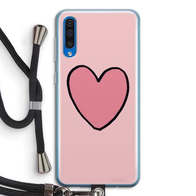 Hartje: Samsung Galaxy A50 Transparant Hoesje met koord