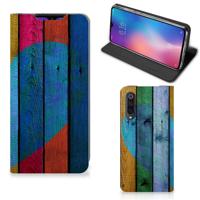 Xiaomi Mi 9 Book | Wallet Case | Wood Heart - Cadeau voor je Vriend Xiaomi Mi 9 Book | Wallet Case | Wood Heart - Cadeau voor je Vriend