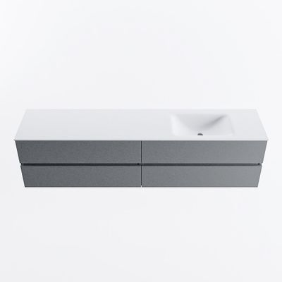 MONDIAZ VICA 200cm badmeubel onderkast Plata 4 lades. Wastafel CLOUD rechts 1 kraangat, kleur Talc.
