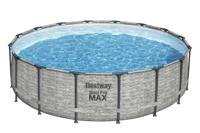 Bestway - Steel Pro MAX - Opzetzwembad inclusief filterpomp en accessoires - 488x122 cm - Steenprint - Rond