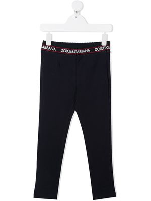 Dolce & Gabbana Kids pantalon à bande logo - Noir