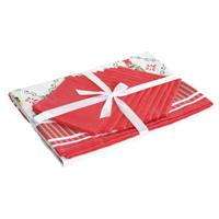 Vlekbestendig tafelkleed van hars Home ESPRIT Wit Rood Groen Beige (9 Onderdelen)