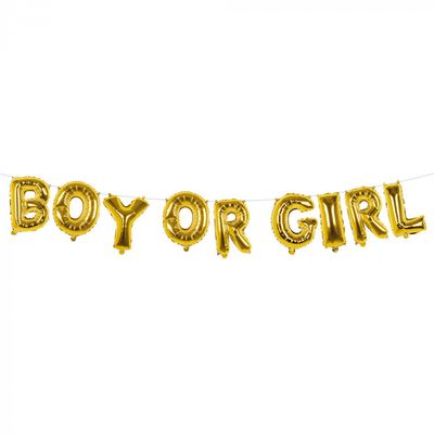 Folieballonslinger Gender Reveal &apos;Boy Or Girl&apos; (4m)