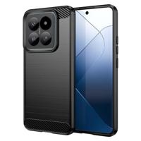 Xiaomi 14 Pro Geborsteld TPU Hoesje - Koolstofvezel - Zwart