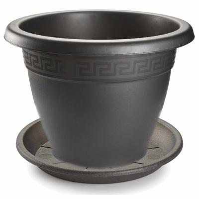 Forte Plastics bloempot met onderschaal - antraciet - rond - D50 x H40 cm - kunststof