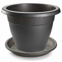 Forte Plastics bloempot met onderschaal - antraciet - rond - D50 x H40 cm - kunststof