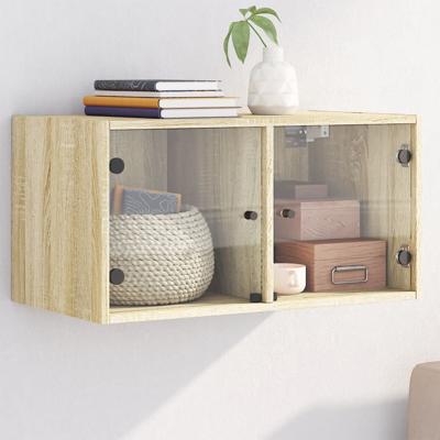 Wandkast met glazen deuren 68,5x37x35 cm sonoma eikenkleurig