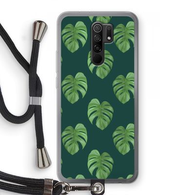 Monstera leaves: Xiaomi Redmi 9 Transparant Hoesje met koord