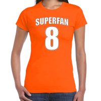 Superfan nummer 8 oranje t-shirt Holland / Nederland supporter EK/ WK voor dames - thumbnail