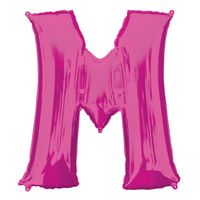 Folieballon Roze Letter 'M' Groot - thumbnail