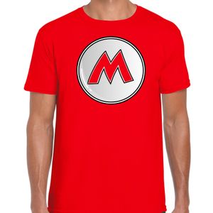 Game verkleed t-shirt voor heren - loodgieter Mario - rood - carnaval/themafeest kostuum