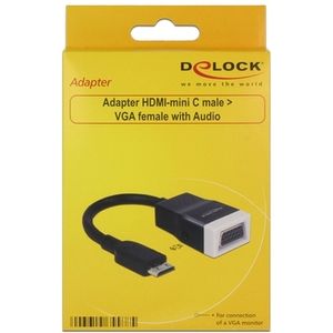 DeLOCK 65588 video kabel adapter HDMI Type C (Mini) VGA (D-Sub) + 3.5mm Zwart