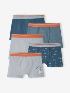 Set met 5 stretch boxers Yéti voor jongens grijsblauw