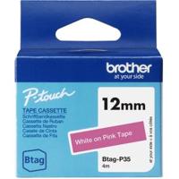Brother BTAG-P35 labelprinter-tape Wit op roze Brother BTAG-P35 labelprinter-tape Wit op roze