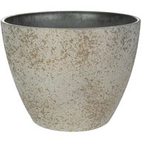 Bloempot/plantenpot - buiten - beige/goud - D29 en H22 cm - kunststof/steenmix