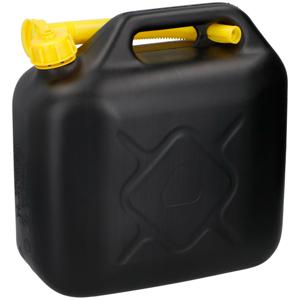 Jerrycan/benzinetank - 10 liter - zwart/geel - kunststof - met lange schenktuit