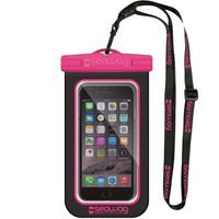 Zwarte/roze waterproof hoes voor smartphone/mobiele telefoon   - - thumbnail