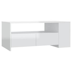 The Living Store Salontafel Wit - Opbergruimte - Multifunctioneel - Bewerkt Hout - 102x55x42 cm