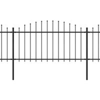 The Living Store Tuinhek - Staal - 8.5m lengte - 1.25-1.5m hoog - Zwart