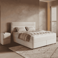 Boxspring Met Opbergruimte Horizon Off White 180x200 Cm Direct Leverbaar & Normale Instap & Medium & 7 Comfortzones Dreamhouse -