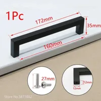 Zwart Vierkant Meubelhandvat - Aluminiumlegering | Verschillende Maten | Inclusief Schroeven