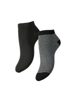 Sneaker sokken 2-pak - Glitter/Streep - Katoenen enkelsokken