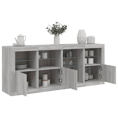 Dressoir met LED-verlichting 164x37x67 cm grijs sonoma eiken