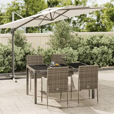 5-delige Tuinset met kussens poly rattan grijs