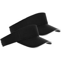 Zonneklep Sunvisor petje - 2x - zwart - katoen - klittenbandsluiting - voor volwassenen