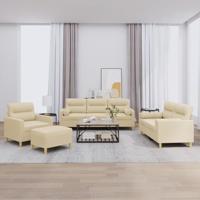 4-delige Loungeset met kussens stof crèmekleurig