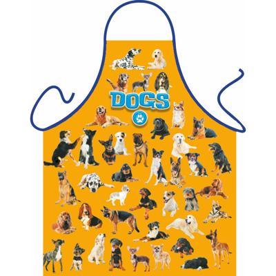 Kookschort met hondenprint - polyester - 94 x 57 cm - honden liefhebber - koken - keuken
