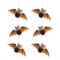 Vleermuizen hangdecoratie - 2x stuks - zwart met oranje - 70 cm - papier - brandvertragend - Hallowe
