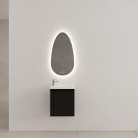 Gliss Design Timotheus toiletmeubel met ribbelfront 40cm black veneer met glans witte fontein - thumbnail