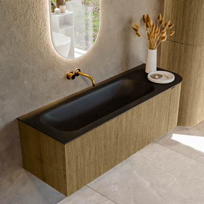 Badmeubel Mondiaz Kurve | 135 cm cm | Meubelkleur Dusk | Wastafelkleur Urban | Solid surface | Wasbak links zijde spoelbak | Zonder kraangat(en)