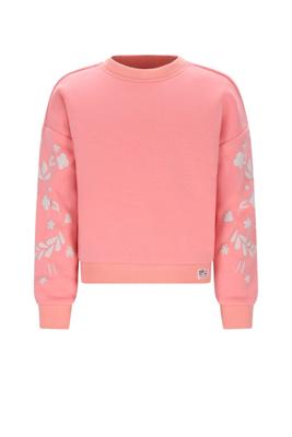 NoNo winter sweater meisjes - roze - Konono - furry, mouwprint