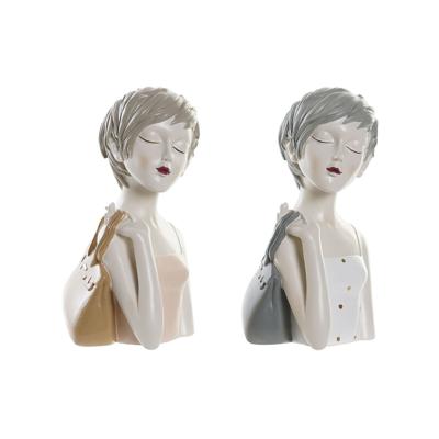 Decoratieve figuren DKD Home Decor Vrouw Roze Wit 15 x 15 x 27,5 cm (2 Stuks)