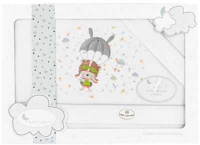 Interbaby bedtextiel parachute 80 x 40 cm katoen grijs 3-delig
